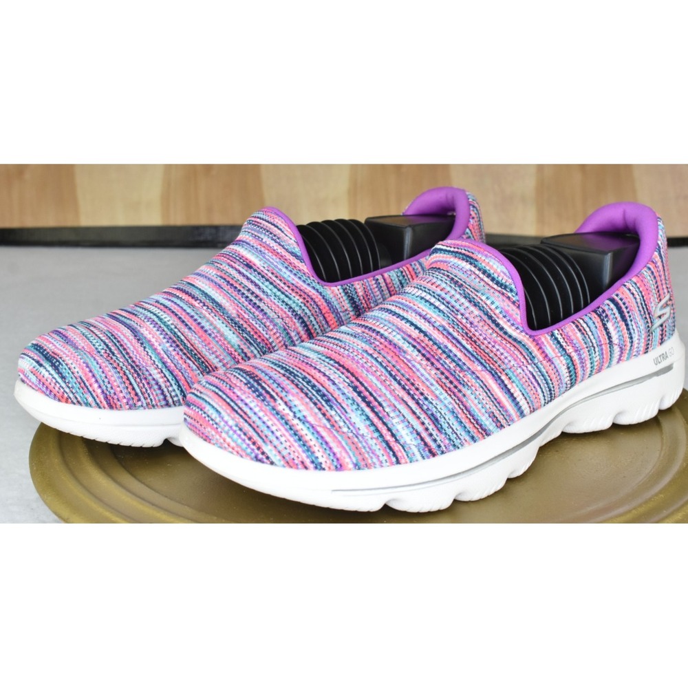Skechers Go Walk Evolution Women Size 10 Ultra Frenzied Multi Striped Sneakers